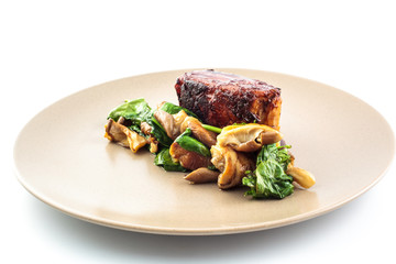 Bacon with mushrooms and spinach