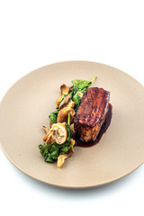 Bacon with mushrooms and spinach