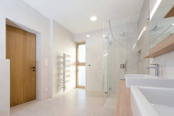 Fototapeta na wymiar interior of modern bathroom with shower