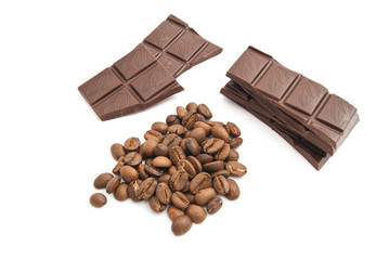 heap of coffee beans and dark chocolate