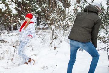 Winter beautiful couple. Family Outdoors