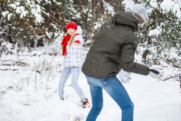 Winter beautiful couple. Family Outdoors