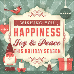 Textured Christmas Card with Text and Ornaments