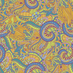 Vector floral background with hand made pattern. 