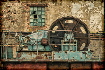 Fototapeta na wymiar old lock mechanism at an abandoned dam
