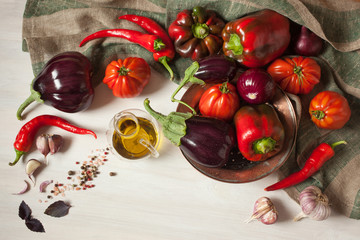 Vegetables and olive oil