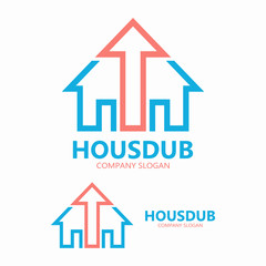 Vector logo house with up arrow 