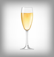 Realistic Glass of Champagne Isolated