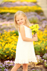 Happy girl walking in park