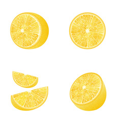 Set of Fruit Lemons Isolated