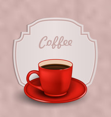 Vintage Background with Cup of Coffee and Label Menu