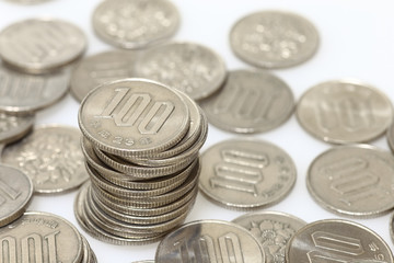 日本のお金　百円コイン