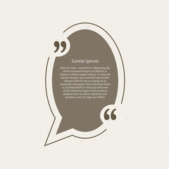 Quotation mark speech bubble. Empty quote blank citation template. Oval design element for business card, paper sheet, information, note, message, motivation, comment etc. Vector illustration.