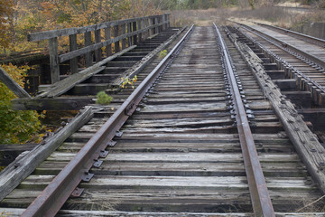 Old abandoned railroad tracks.