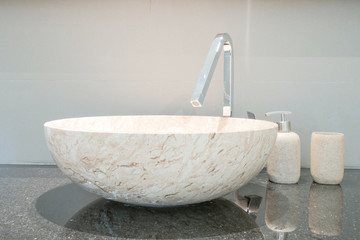 Closeup of a wash basin in a modern bathroom