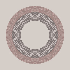 Round vintage frame for logos. Original weaving macrame.