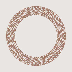 Round vintage frame for logos. Original weaving macrame.
