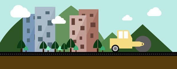 Towns under Construction, flat illustration 