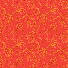 Seamless food pattern with pumpkins