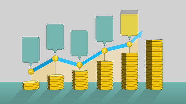 Pile up Golden coins expressed growth profits, and increase infographic box.2(included Alpha)