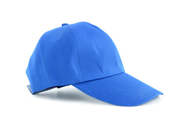 Blue cap on white background