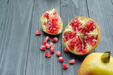 pomegranate on wooden background