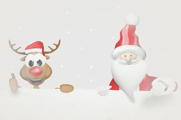 Santa Claus with Happy Reindeer