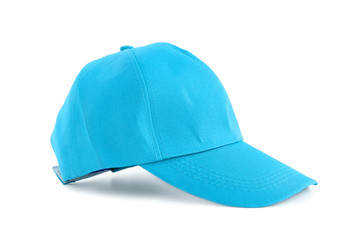 Light blue fabric cap on white background