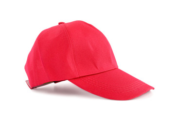 Red fabric cap on white background