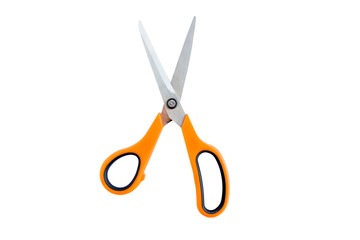 A pair of scissors wih plastic handles