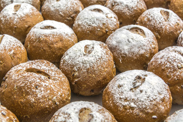 multi malt bread, icing to top