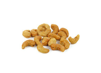 Honey Roasted Cashew Nuts isolated on white background