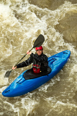 Fototapeta na wymiar Whitewater kayaking adventure in the rivers of Ecuador within the South American region offers thrilling experiences for outdoor enthusiasts