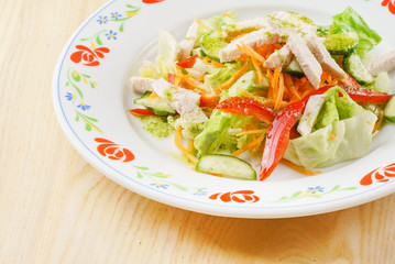 salad with ham