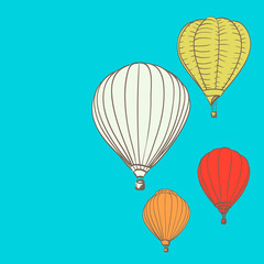 Fototapeta premium hot air balloons retro background drawing