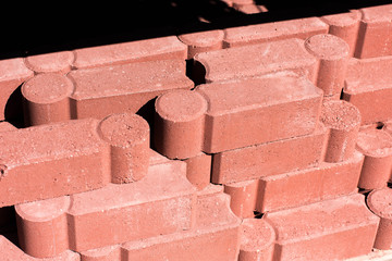 outdoor building materials: stacked concrete masonry