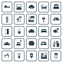 Set of twenty five interiors icon
