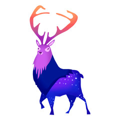 Illustration: Elk on other Planet. Realistic Cartoon Style. Creature Design.