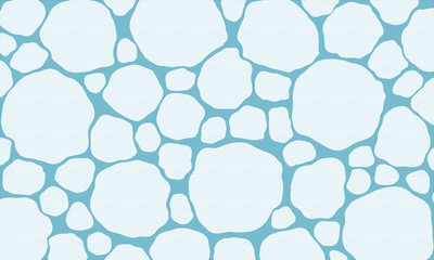 Abstract fabric texture background with winter white snowballs shapes pattern.