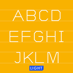 Geometrical monotype typeface A to M Light