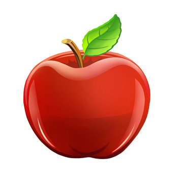 Illustration: Elements Set: Red Apple. Realistic Cartoon Life Style.