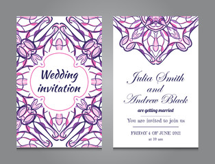 Wedding invitation in vintage ornamental style