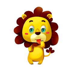 Illustration: Elements Set: Lion. Realistic Cartoon Life Style.