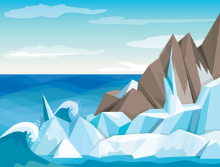Vector illustration Antarctic landscape