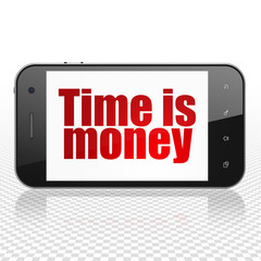 Business concept: Smartphone with Time is Money on display