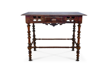 Vintage Desk with the White Background, Old Wooden Desk