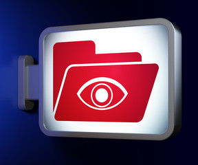 Business concept: Folder With Eye on billboard background