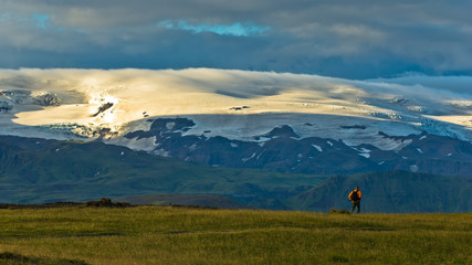 Fototapeta na wymiar Vatnajokull glacier a view from Dyrholaey rock, south Iceland
