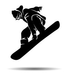 vector silhouette snowboarder - obrazy, fototapety, plakaty