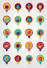 Fruits mapping pins icons